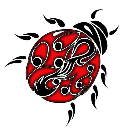 564x537 Black And Red Tribal Patterned Ladybug Tattoo Design