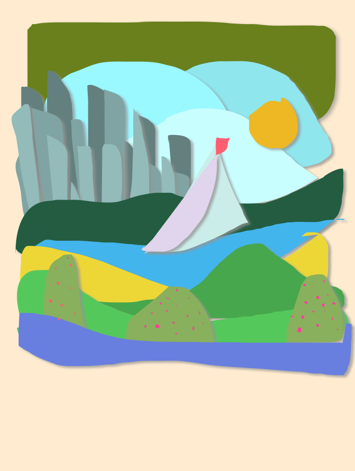 724x960 City Drawing In Shadows With Lake