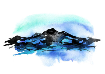 339x240 Watercolor Drawing With A Mountain Landscape The Peak