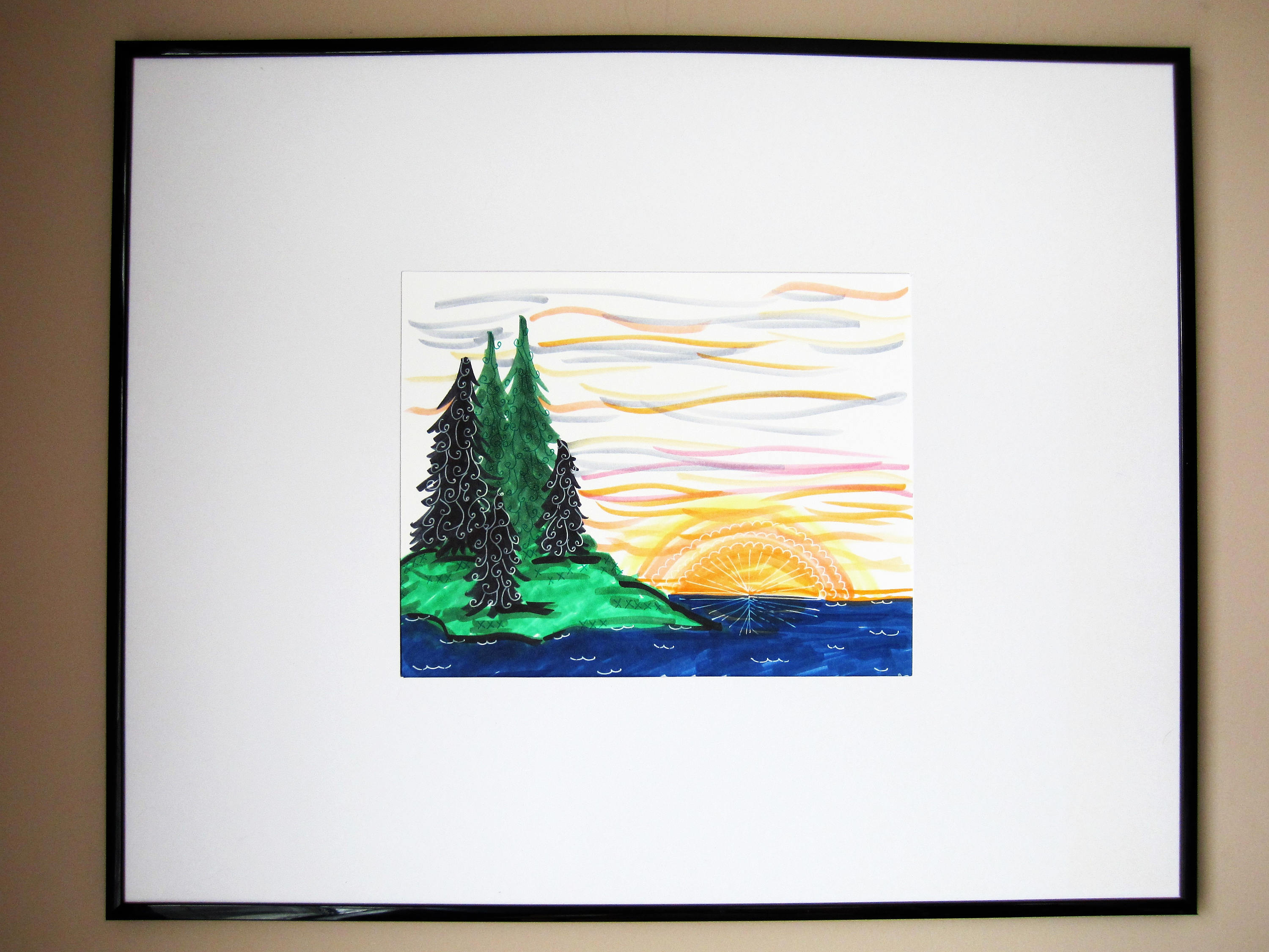 3000x2250 at the lake lake drawing sunset art landscape art scenic etsy