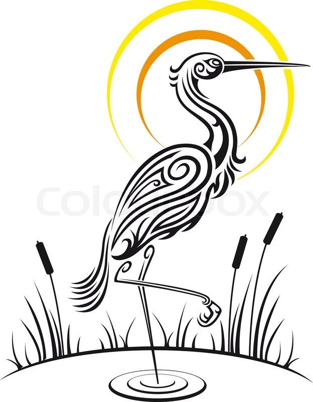 624x800 Stock Vector Of 'heron Bird On The Lake' Art In Arabescos