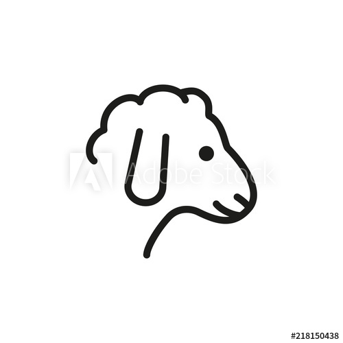 500x500 Mutton Line Icon Sheep, Lamb, Livestock Meat Concept Vector