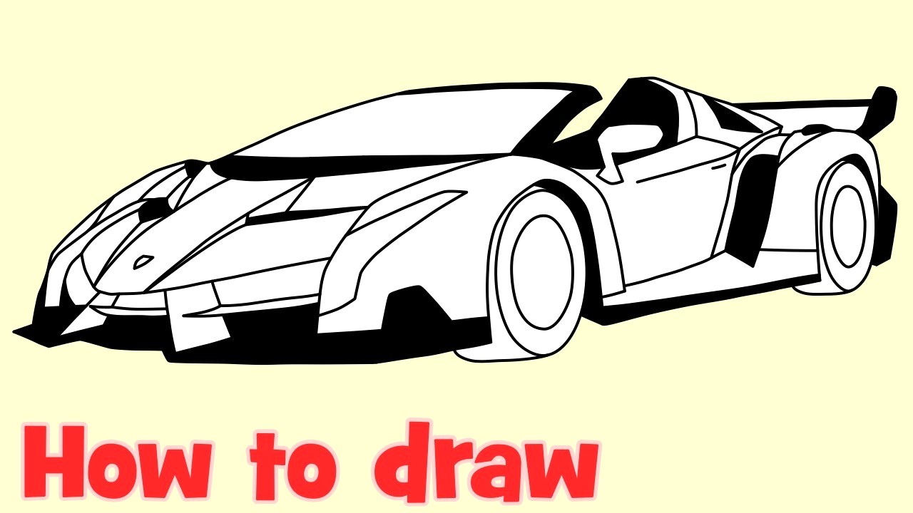 1280x720 How To Draw Lamborghini Aventador Car Sketch Final Step