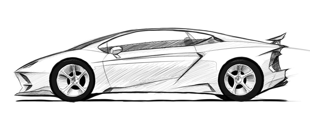 1024x407 Lamborghini Drawing Outline Pixhd
