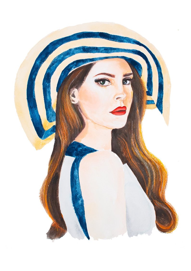 794x1123 Lana Del Rey Watercolour Portrait Fine Art Print Beautiful Etsy