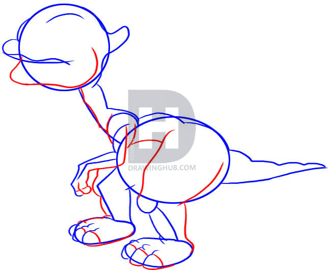 644x530 How To Draw Ducky From The Land Before Time, Step