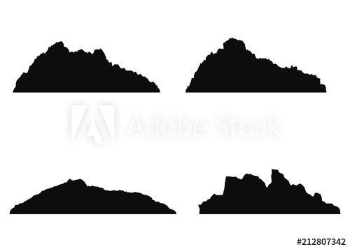 500x357 Mountains Silhouette Drawing Isolated On White Background