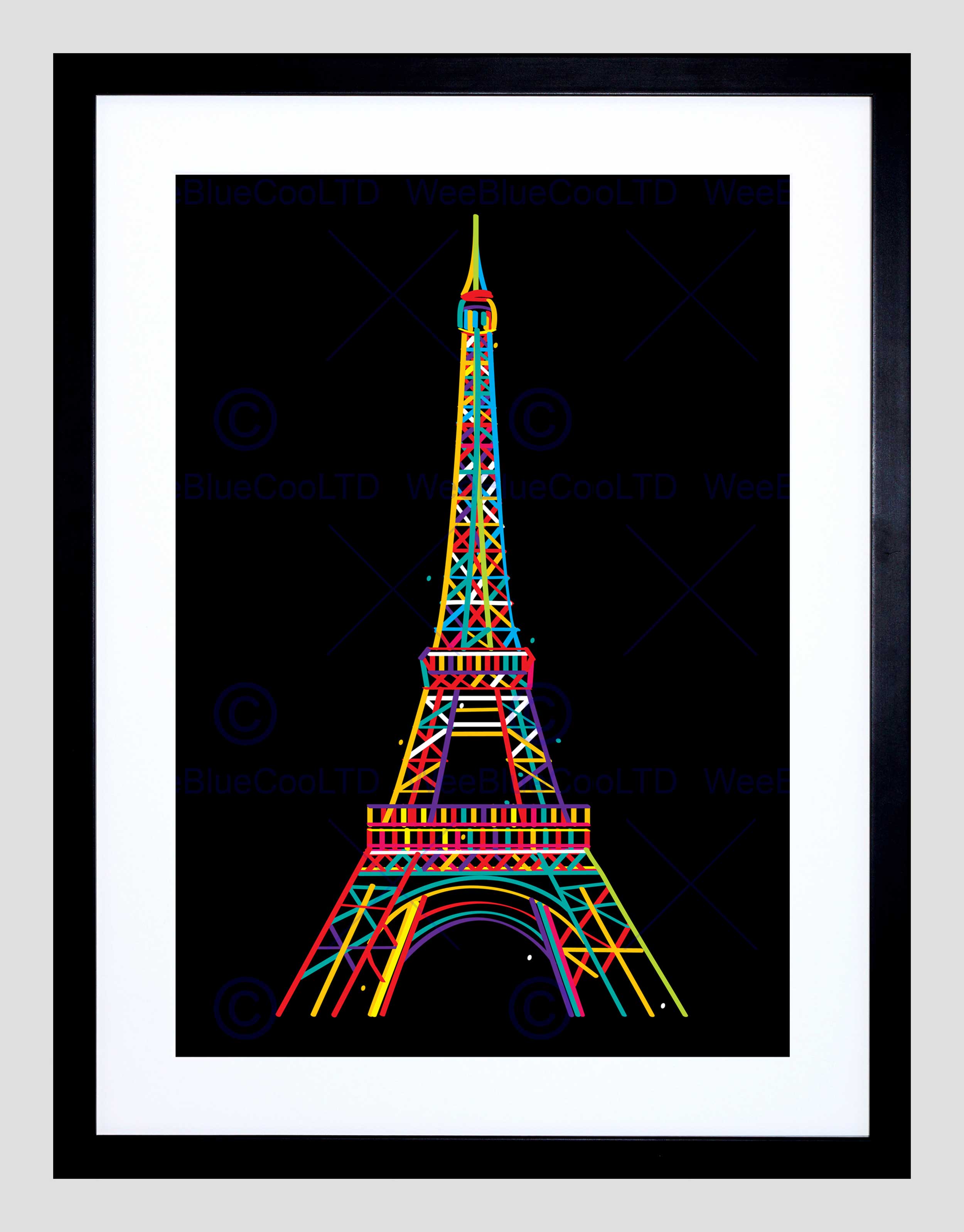2500x3195 Painting Drawing Landmark Eiffel Tower Paris Colour Framed Art