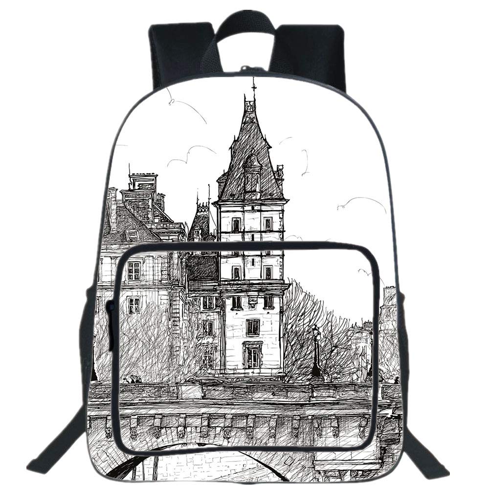 1000x1000 Iprint Large Casual Backpack,paris Decor,view