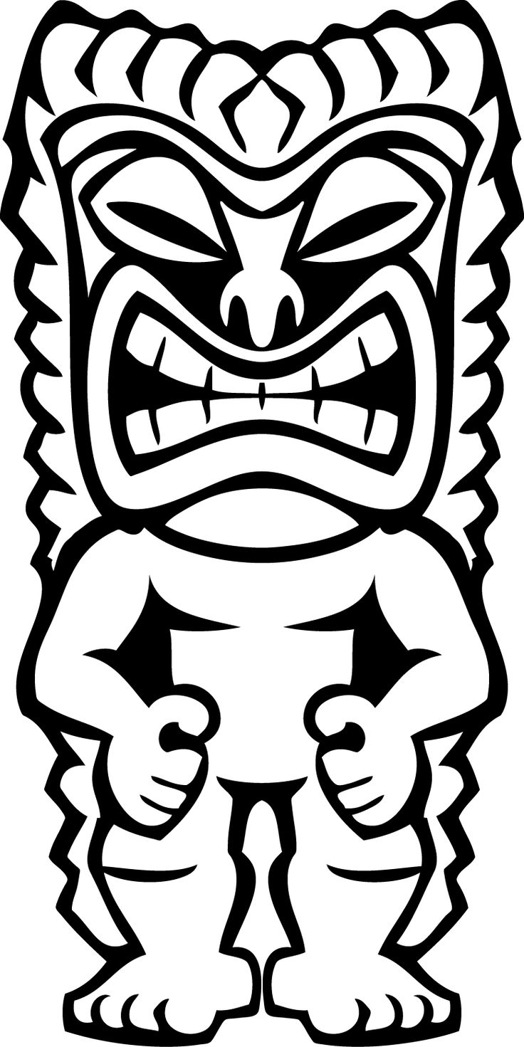 736x1471 Tiki Drawing Landscape Hawaiian For Free Download