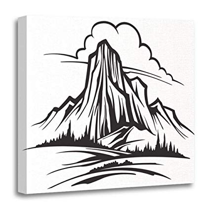 425x425 Semtomn Canvas Wall Art Print Black Wyoming Mountain