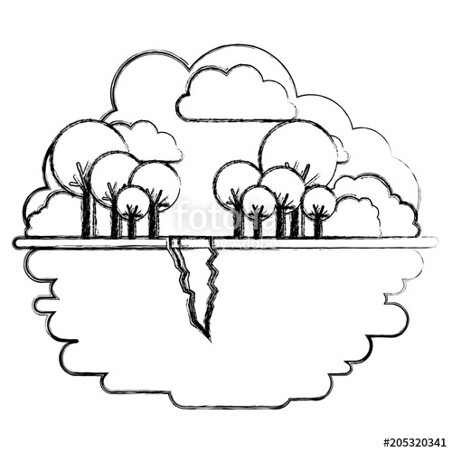 500x500 Landscape With Earthquake Crack Vector Illustration Design Stock