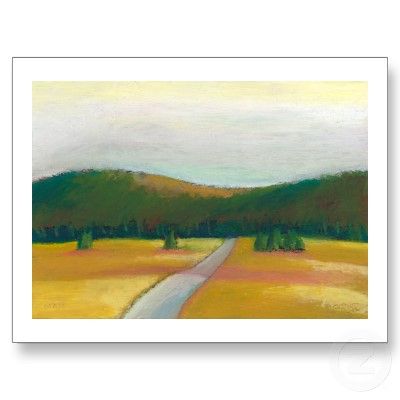 400x400 Landscape Drawing Colorful Pastel Art Path Journey Postcard