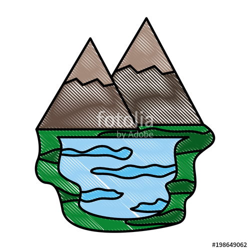 500x500 Mountains Lake Nature Landscape Image Vector Illustration Drawing