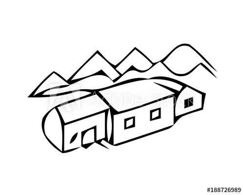 500x400 Landscape Ink Sketch Drawing Rural Engraved Landscape