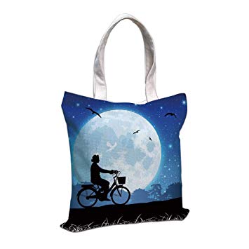 355x355 Iprint Cotton Linen Tote Bag, Moon,landscape Drawing