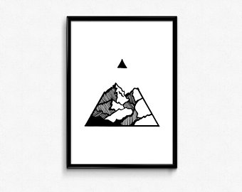 340x270 moon sea print geometric mountain print geometric landscape