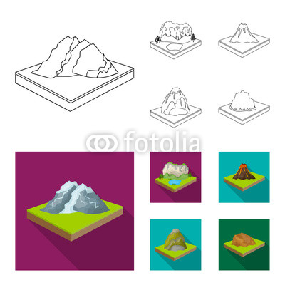 400x400 mountains, rocks and landscape relief and mountains set