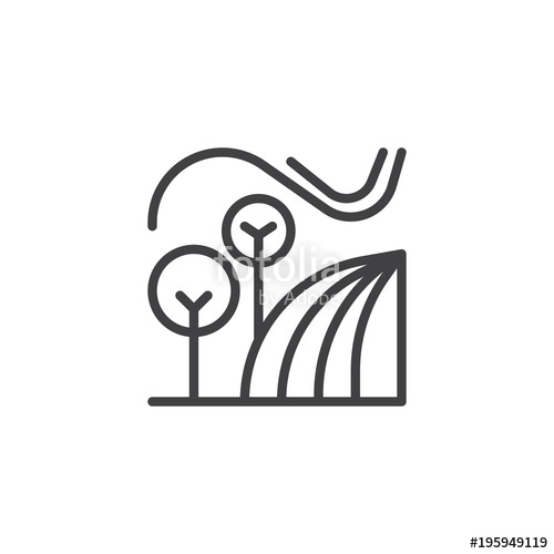 500x500 Field And Trees Outline Icon Linear Style Sign For Mobile Concept