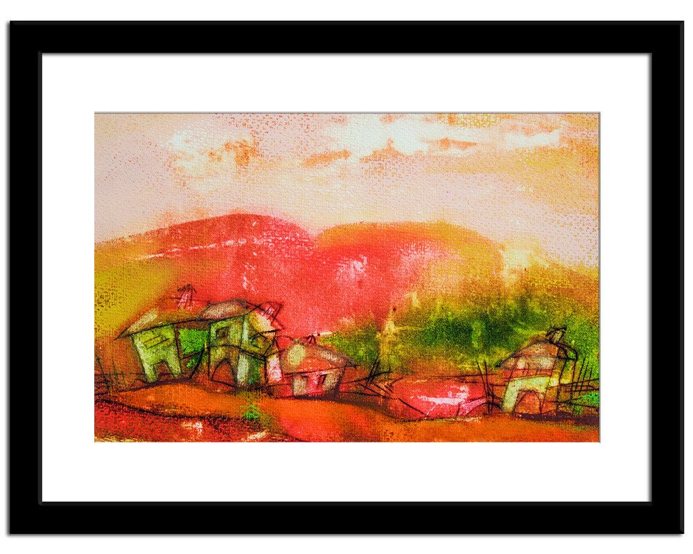 1000x800 Spring Dorm Decor Landscape Original Drawing Art, Aquarelle