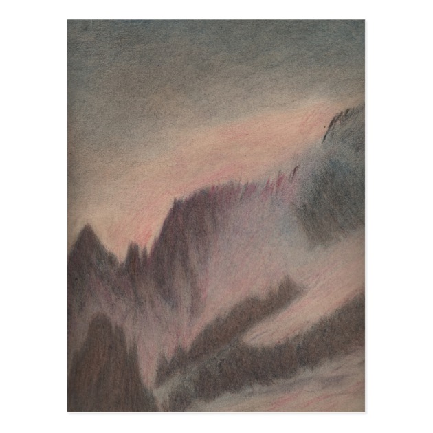 630x630 vintage pastel drawing stormy mountain landscape postcard