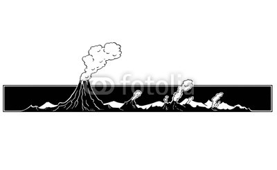 400x246 Vector Artistic Pen And Ink Drawing Illustration Of Volcano