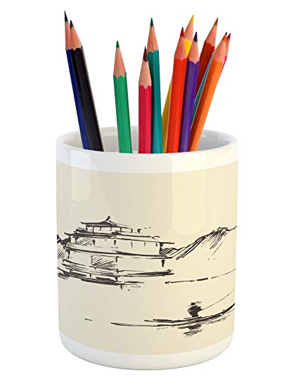 421x550 Ambesonne Ancient China Pencil Pen Holder, Sketch Art