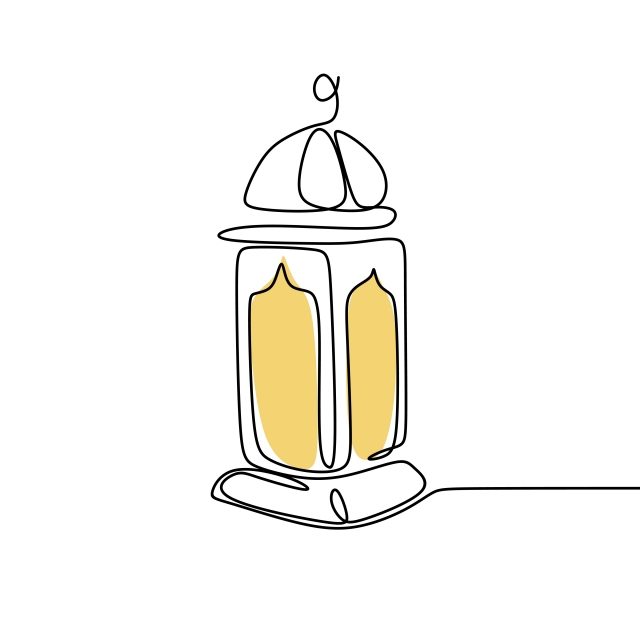 640x640 lantern continuous line drawing minimalist design for ramadan