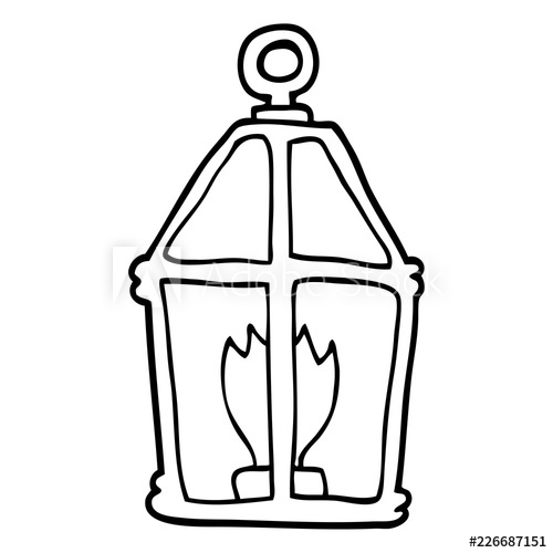 500x500 Line Drawing Cartoon Old Lantern