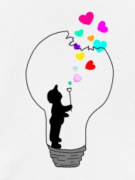 190x253 Bulb Heart Colorful Boy Blowing Drawing Baby Lap Shoulder T Shirt