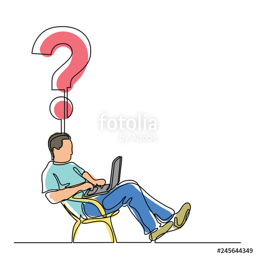 500x500 Continuous Line Drawing Of Man Sitting Working On Laptop Computer