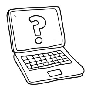 300x300 Freehand Drawn Black And White Cartoon Laptop Computer