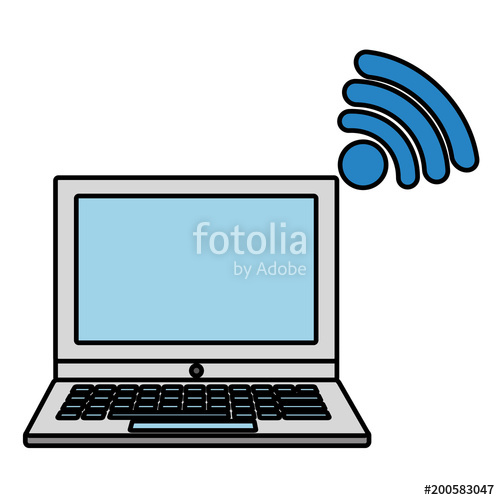 500x500 Laptop Computer Connection Wifi Internet Vector Illustration
