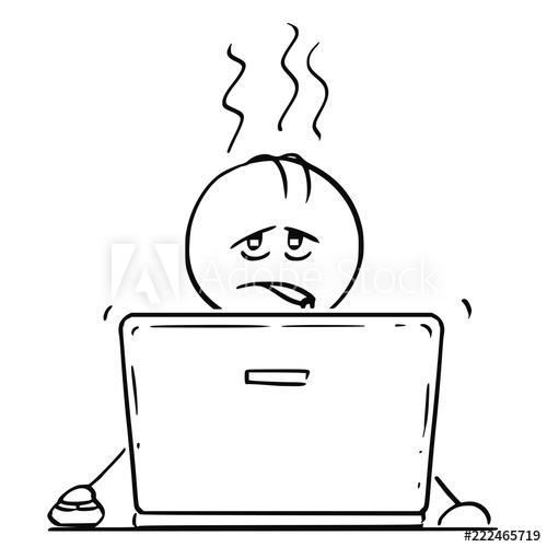 500x500 Cartoon Stick Drawing Conceptual Illustration Of Tired