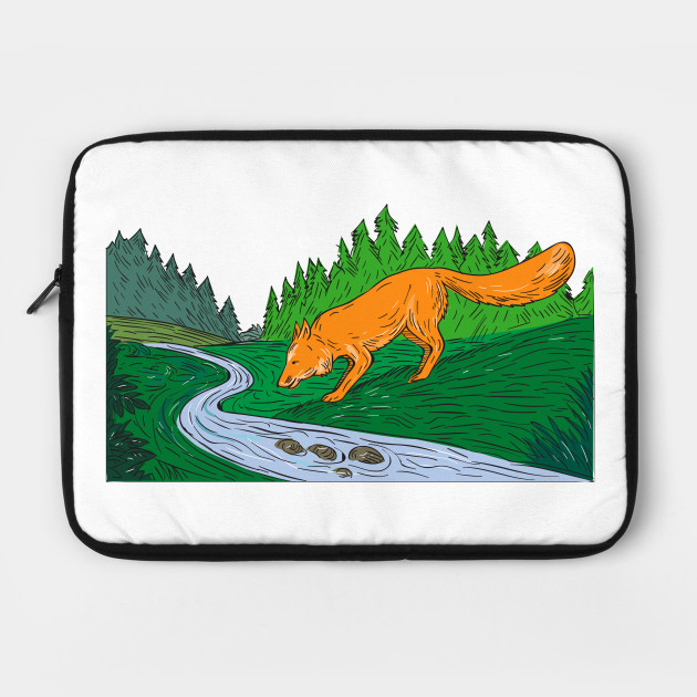 630x630 Fox Drinking River Woods Creek Drawing