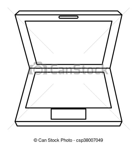 450x470 Simple Black Line Laptop Vector Illustration Flat Style Design