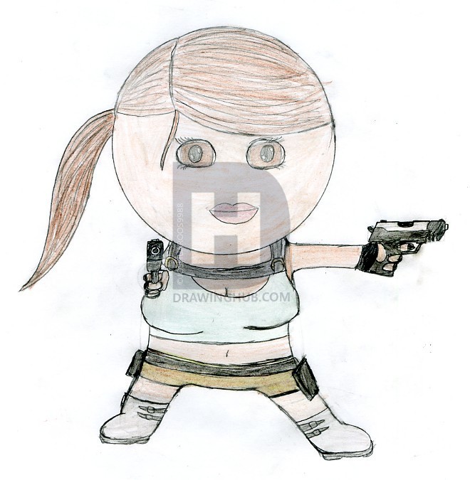 660x675 How To Draw Chibi Lara Croft, Step