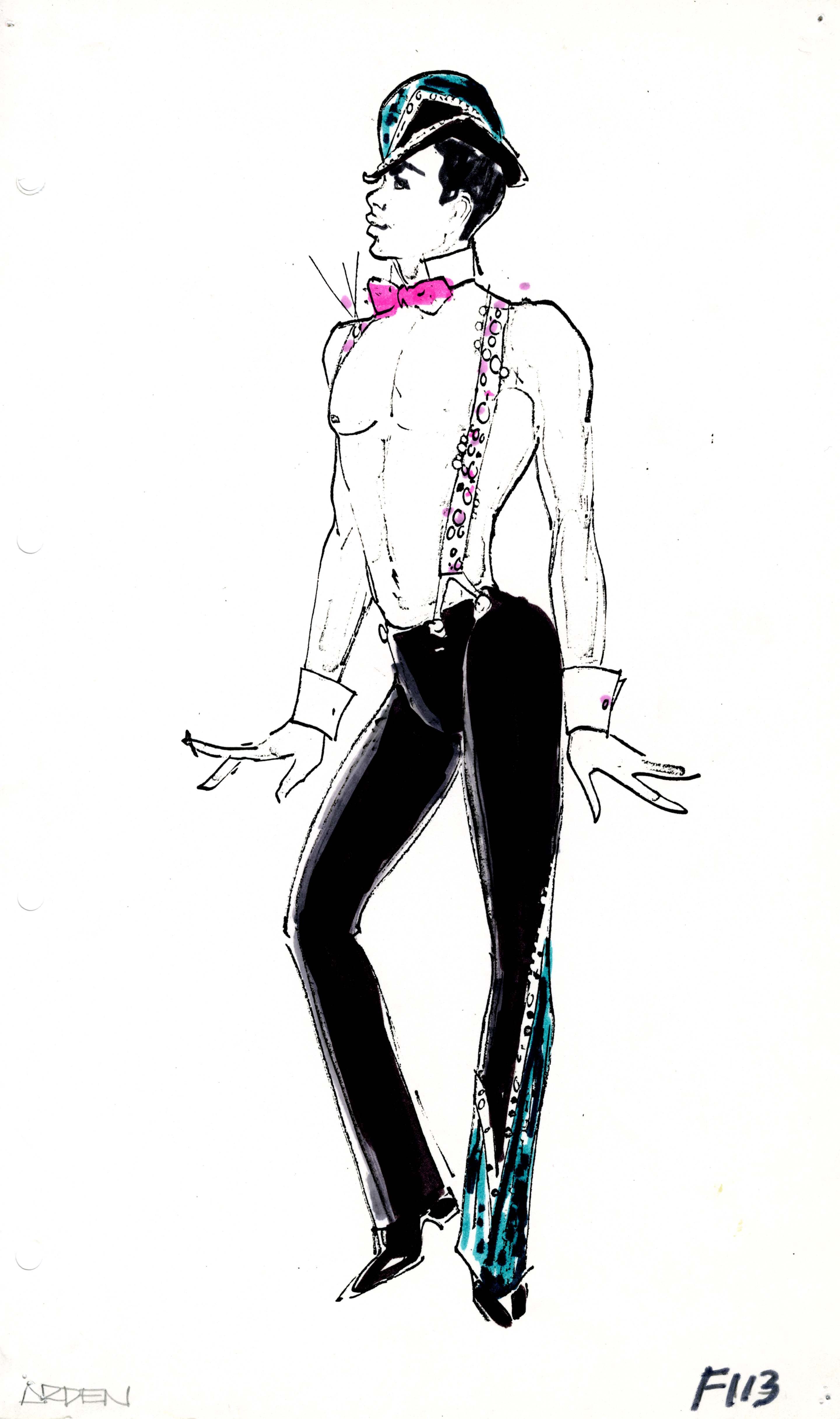 2881x4863 A Donn Arden Costume Design Drawing Of A Shirtless Male Dancer