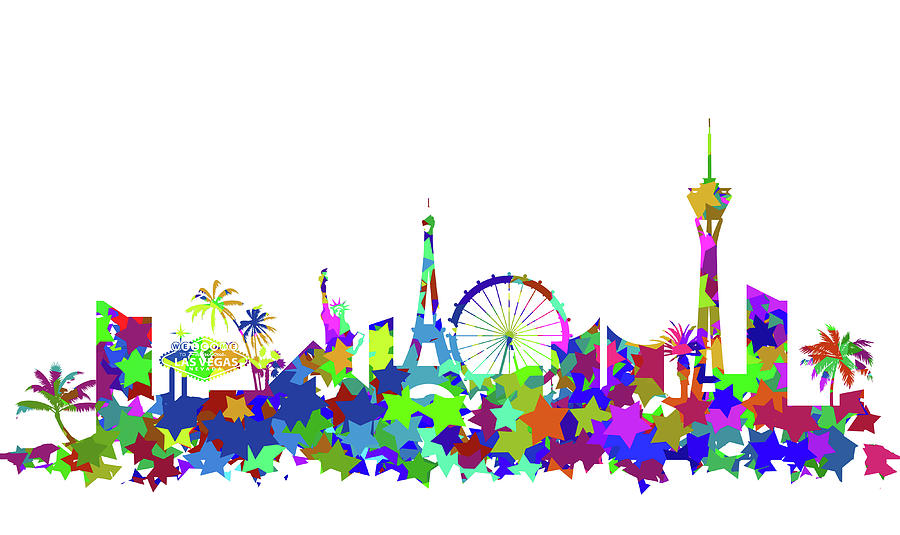 900x535 Las Vegas Skyline Silhouette Digital Art