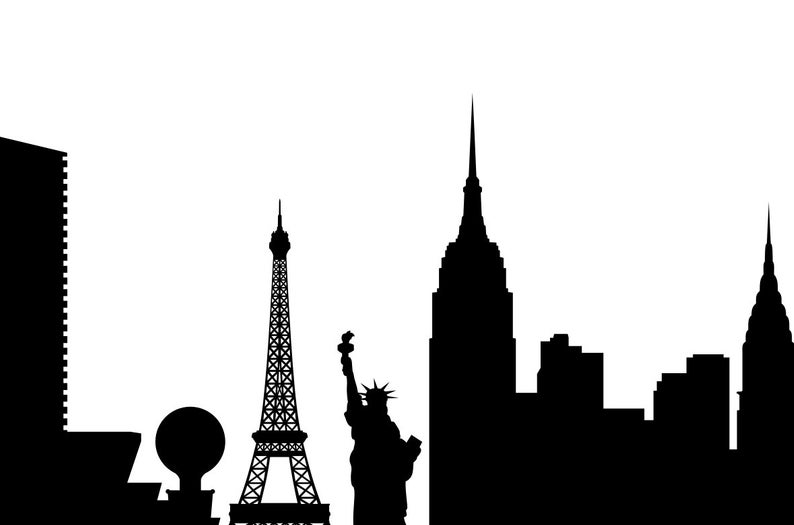 794x525 Las Vegas Skyline Silhouette Pdf Png Las Etsy