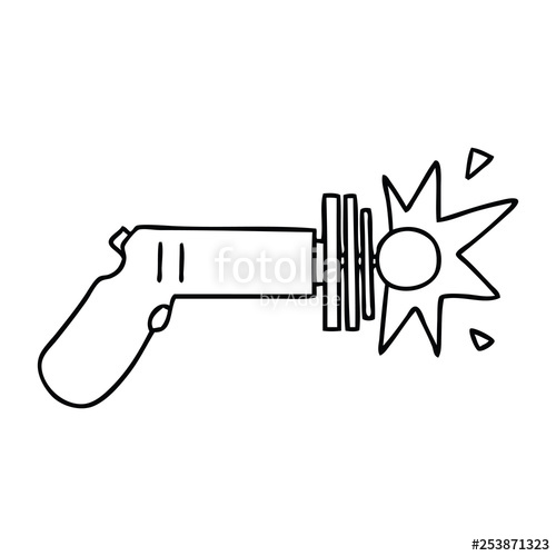 500x500 quirky line drawing cartoon laser gun stock image and royalty