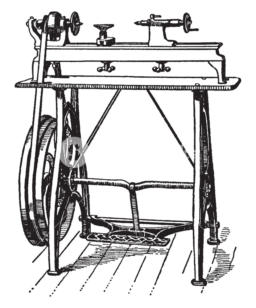 830x1000 this illustration represents foot power wood working lathe