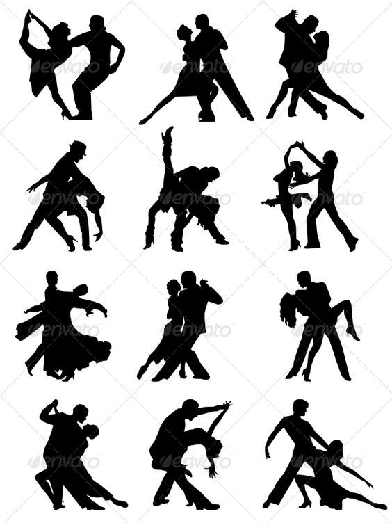 564x752 Set Of Silhouettes Of Dancing Couple