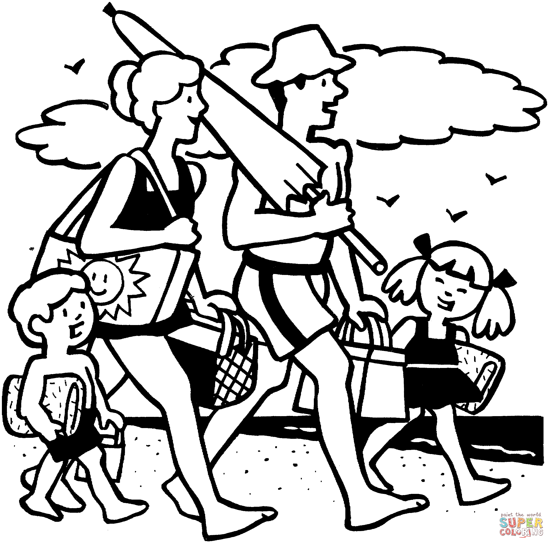 2302x2277 picnic drawing latino family for free download