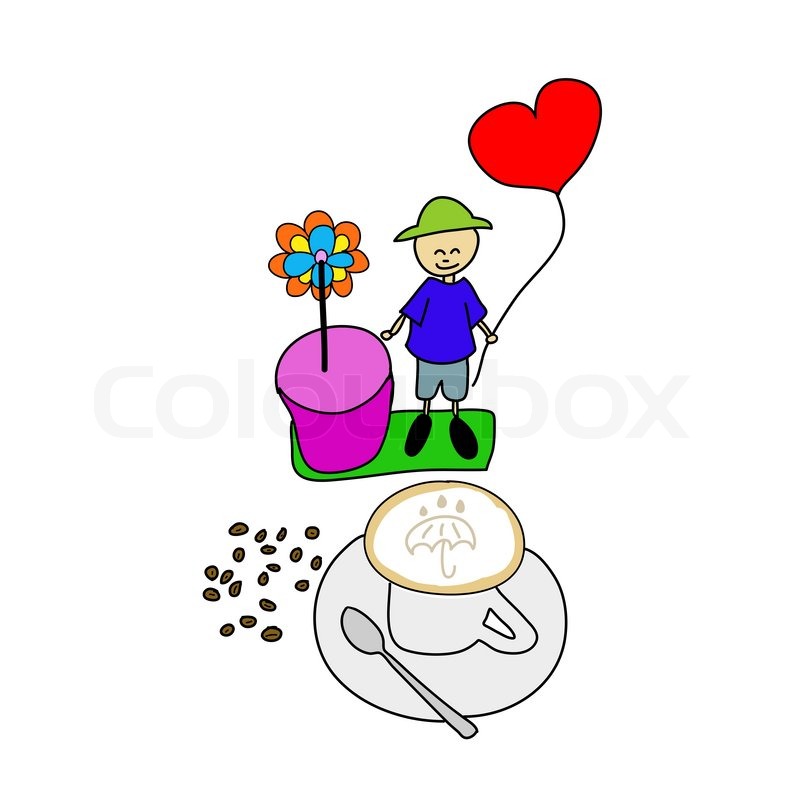 800x800 Coffee Time, Umbrella Drawing On Latte Stock Vector Colourbox