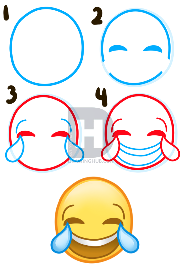 591x882 How To Draw An Laughing Emoji, Step