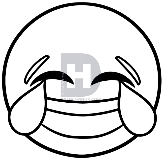 662x647 How To Draw Laughing Emoji, Step