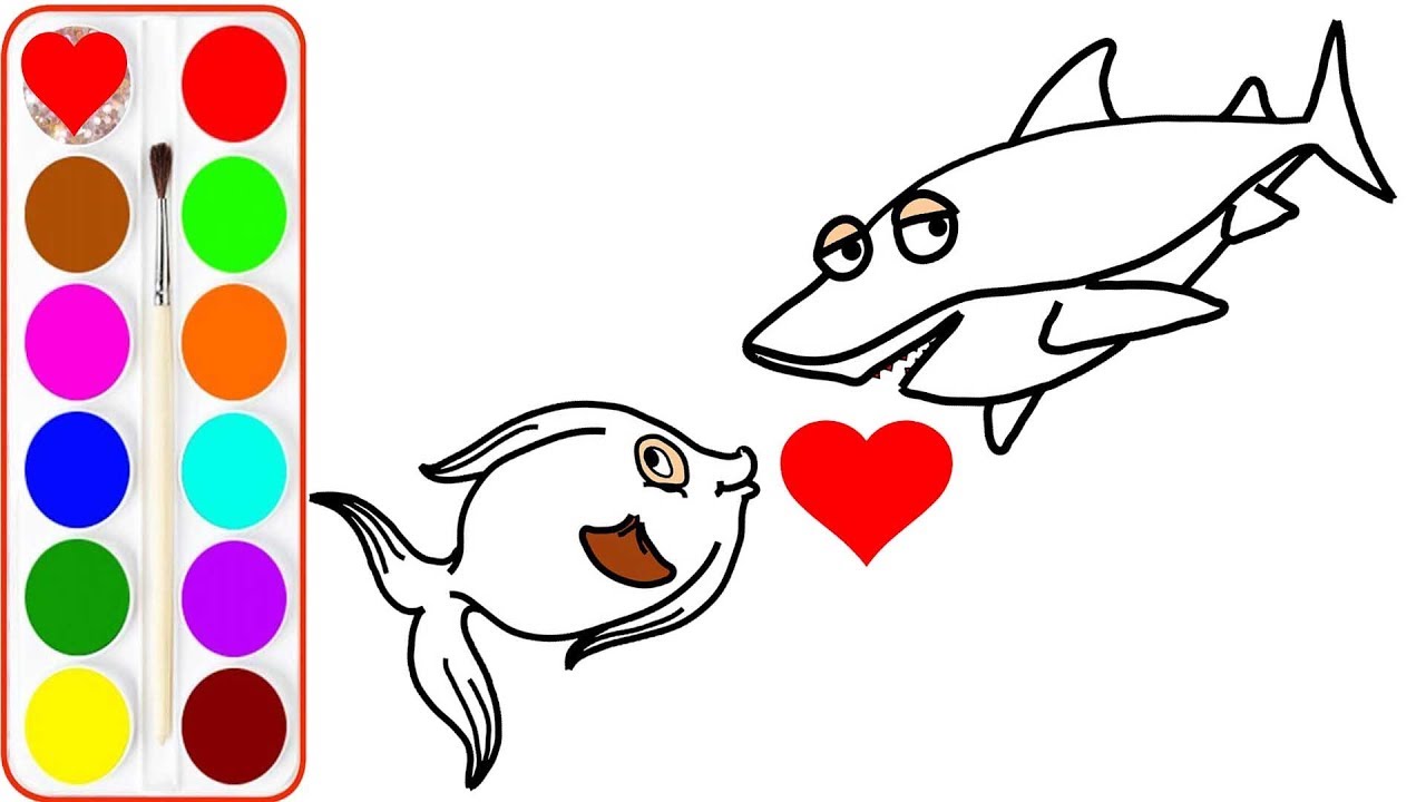 1280x720 Laughing Baby Shark,fish Drawing Coloring