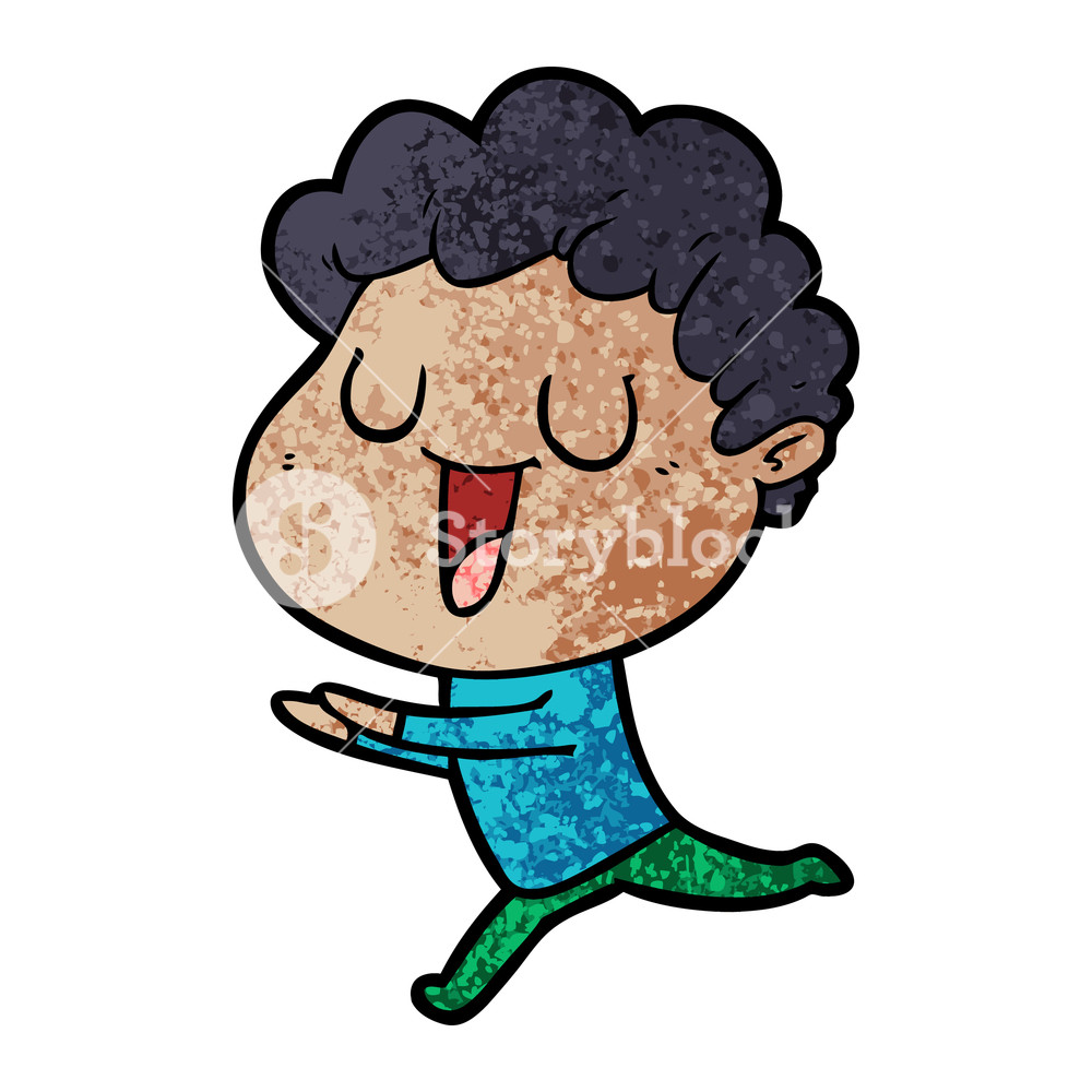 1000x1000 Laughing Cartoon Man Running Royalty Free Stock Image