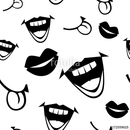 500x500 Fashion Seamless Pattern With Mouths Face Expressions Opened